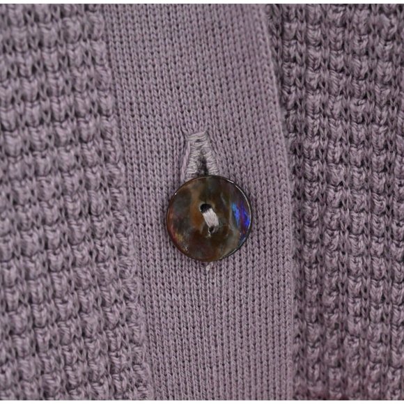 LOGO LORI GOLDSTEIN Womens Waffle Knit Button Front Cardigan Purple Sweater Sz S - Picture 4 of 10
